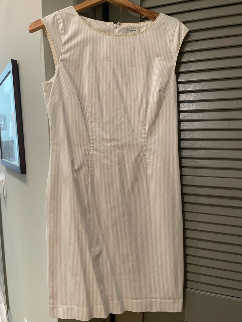 Banana Republic Cream Pinstripe Midi Sheath Dress